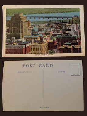 10/$25 Vintage Blank View of Montreal Quebec Linen Postcard